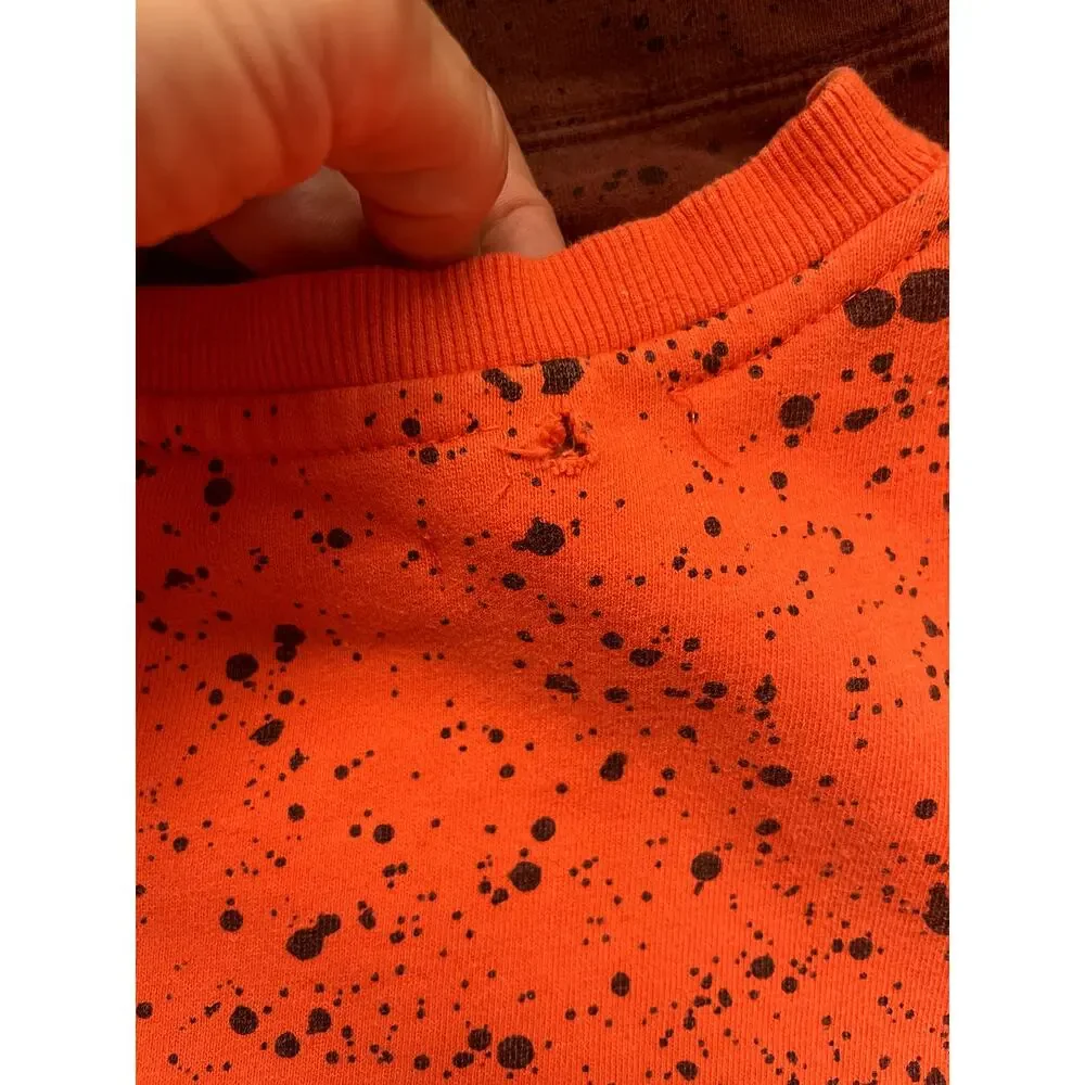 Trukfit Orange Ombre Paint Splatter Sweatshirt Small Distressed